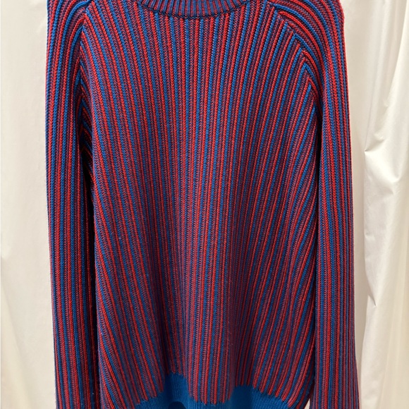 King & Tuckfield Striped Merino Wool Two Tone Sweater in Red/Blue (Size L) - Picture 7 of 7